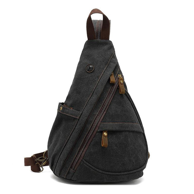Men’s Retro Style Chest Bag | Vintage Canvas Sling Bag | Durable Solid Color | Functional Multi-Compartment Design | Adjustable Straps for Comfort | Compact Crossbody Bag for Urban Adventures