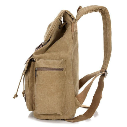 Men's Vintage Canvas Backpack | Large Capacity | Multi-Pocket | Retro Outdoor Design | Durable Heavy-Duty Material | Leather Accents | Adjustable Straps | Travel & Urban Use | Unisex Versatile Bag