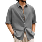 Men's Hawaiian Short Sleeve Shirt | Casual Solid Colors | Button-Down Collar | 50% Premium Cotton or Linen Blend | Summer Vacation | Lightweight Breathable | Classic or Slim Fit | Easy Care