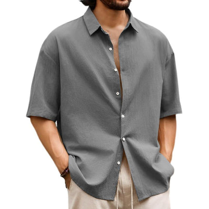 Men's Hawaiian Short Sleeve Shirt | Casual Solid Colors | Button-Down Collar | 50% Premium Cotton or Linen Blend | Summer Vacation | Lightweight Breathable | Classic or Slim Fit | Easy Care