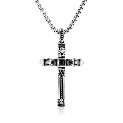 Retro Stylish Cross Necklace | Casual Pendant | Unique Jewelry for Him | Statement Accessory