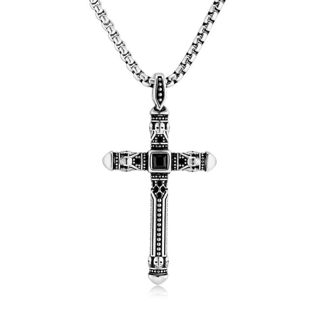 Retro Stylish Cross Necklace | Casual Pendant | Unique Jewelry for Him | Statement Accessory
