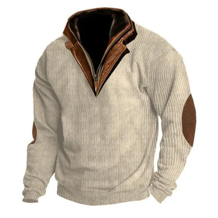Men's Colorblock Sweatshirt | Cotton-Polyester Blend | Lapel Collar | Long Sleeves | Casual & Semi-Casual | Regular Fit | Stylish Stitching | Fall & Winter Wear | Versatile Layering Piece