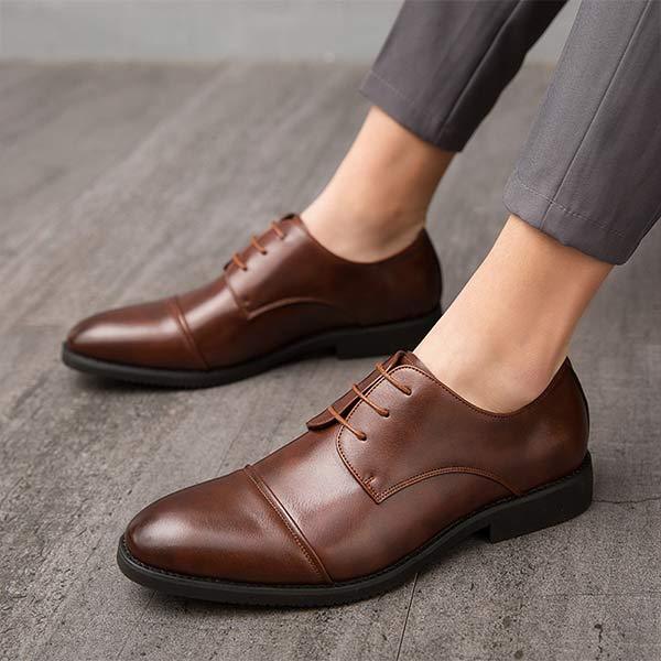 Men's Classic Leather Dress Shoes | Timeless Business Formal Footwear | Leather Upper | Blind Eyelets | Breathable Leather Lining | Durable Rubber Sole | Versatile for Office or Weddings