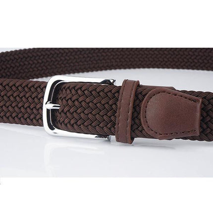 Men's Woven Elastic Belt | 3.4 CM Width | Durable Stretch | Handwoven Craftsmanship | Nickel Alloy Buckle | Versatile Fashion Accessory | Perfect for Chinos Jeans Slacks | Gift for Dad Friend Son