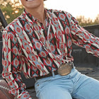 Men's Western Denim Shirt | Stripe Printed | Long Sleeve | Button Down | Snap Closures | Casual Vacation Style | Classic Blue | Breathable Cotton Blend | Ideal for Casual Outings & Vacations