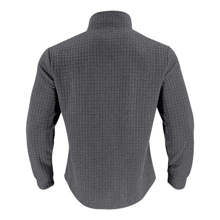 Men's Long Sleeve T-Shirt | Half-Zip Stand Collar | Small Square Pattern | Modern Style | Breathable Fabric | Comfortable Fit | Versatile Layering | Casual & Smart-Casual Wear