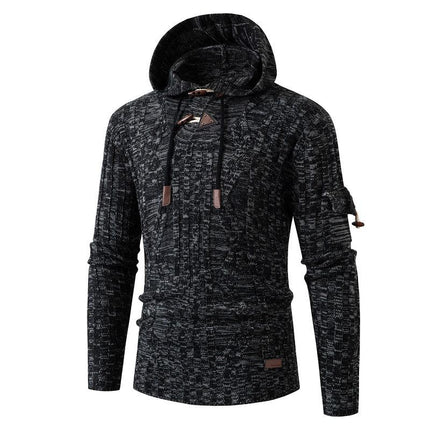 Men's Slim Fit Knit Hoodie | Long Sleeve | Hooded with Drawstring | Lightweight Fabric | Casual & Athleisure Wear | Ribbed Cuffs | Tailored Silhouette | Versatile Layering Piece