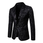 Men's Vintage Jacquard Blazer | Single Button Lapel | Soft Cotton Polyester Blend | Classic Collar | Long Sleeve | Fully Lined Nylon | Chest & Waist Welt Pockets | Retro Suit Jacket | Elegant Gentleman's Style