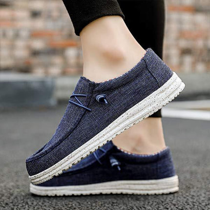 Men's Slip-On Loafers | Premium Washed Canvas | Lightweight EVA Outsole | Elastic Laces | Rounded Toe Design | Odor-Reducing Insole | Breathable Fabric | Comfortable & Travel Friendly | Casual Everyday Shoes