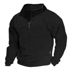 Men's Outdoor Sweatshirt | Cotton Blend Waffle Texture | Stand Collar with Zipper | Long Sleeves | Breathable & Durable | Active Fit | Ideal for Hiking & Casual Wear | Warm Layering Piece | Snug Cuffs