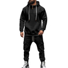 Men's Hooded Sweatshirt and Jogger Pants Set | Relaxed Fit | Adjustable Drawstring Hood | Full-Length Elastic Cuff Joggers | Soft Breathable Cotton Blend | Casual Sportswear Loungewear | Pockets
