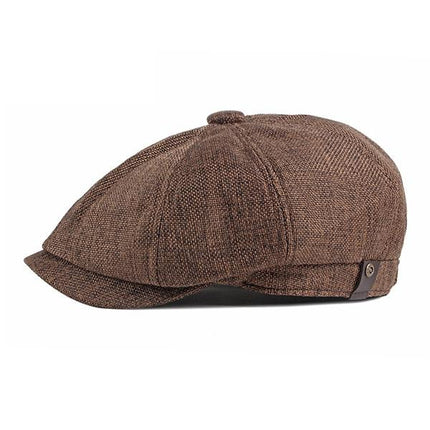 Men's Retro Beret Hat | Thin Breathable Octagonal Cap | Flat Top with Short Brim | Adjustable Acrylic | Casual Accessory