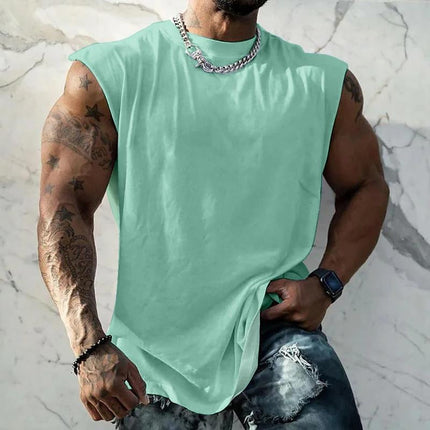 Men's Athletic Tank Top | Solid Color | Wide Shoulder | Round Neck | Moisture-Wicking Fabric | Tailored Fit | Versatile Activewear | Multiple Colors Available