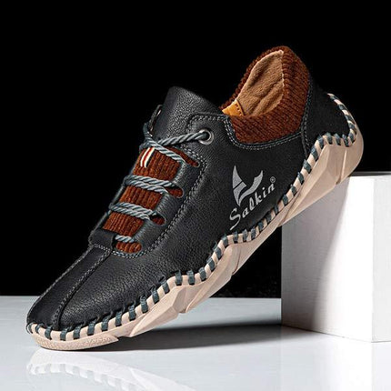 Men's Vintage Leather Casual Sneakers | Ultra Comfortable | Lace-Up | EVA Sockliner | Non-Slip Durable Outsole | Retro Style