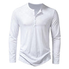 Men's Long Sleeve Henley T-Shirt | Casual Solid Color | Comfort Fit | Stylish Button Placket | Soft Cotton Blend | Regular Fit | Warm Layering Top | Versatile Fall Winter Wear