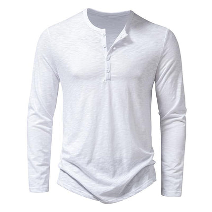 Men's Long Sleeve Henley T-Shirt | Casual Solid Color | Comfort Fit | Stylish Button Placket | Soft Cotton Blend | Regular Fit | Warm Layering Top | Versatile Fall Winter Wear