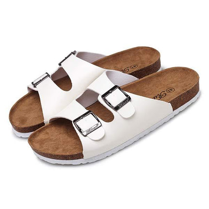 Men's Beach Sandals | Open Toe Casual Slippers | Soft Leather Upper | Cork Midsole Support | EVA Outsole | Anti-Slip and Shock Absorbing | Lightweight Summer Footwear