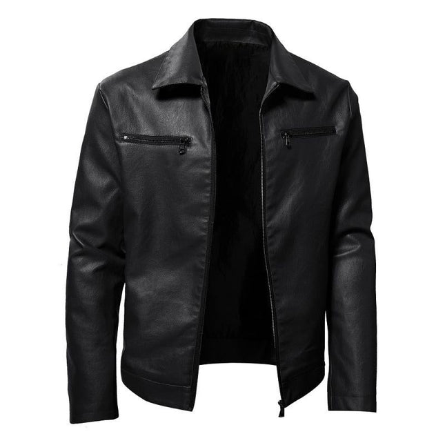 Men's Leather Jacket | Lapel Collar | Zip-Up Closure | Premium Quality | Classic Style | Sleek Silhouette | Durable Design | Casual & Formal Wear | Multiple Functional Pockets