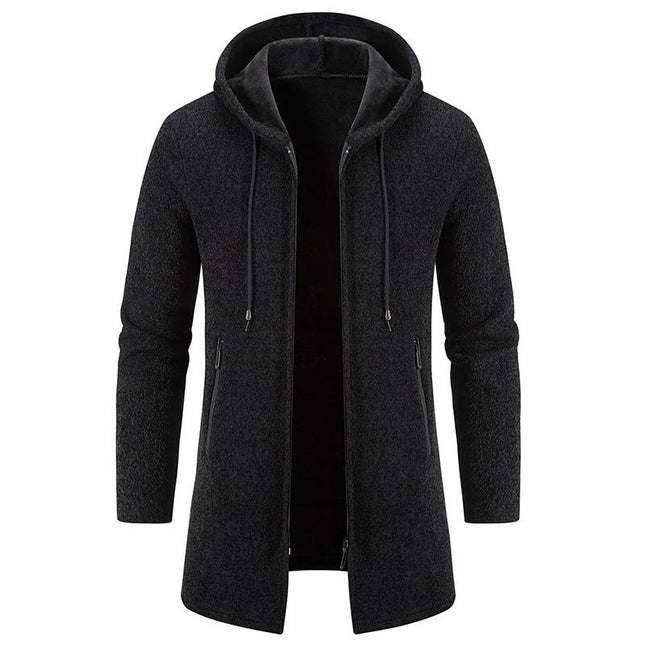 Men's Knitted Fleece Chenille Cardigan | Solid Color | Full-Length Sleeves | Soft & Plush Material | Comfortable & Sophisticated Style | Versatile Wardrobe Essential | Side Pockets