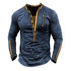 Men's Tactical Henley Long Sleeve T-Shirt | Zipper Neck | Durable Polyester Cotton Blend | Moisture-Wicking | Outdoor & Casual Wear | Black, Olive Green, Khaki, Navy Blue, Gray | Sizes S-3XL