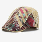 Men's Vintage Plaid Beret | Retro Stitching Hat | Warm Wool Blend | Stylish Casual Essential | Timeless Fashion | Lightweight Breathable Fabric | Perfect for Autumn Winter Wardrobe