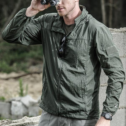 Men's Lightweight Quick Dry Jacket | Water-Resistant Outerwear | Breathable Fabric | Zipper Closure | Long Sleeve | Two Flap Pockets | Machin Washable | Outdoor Hiking Jacket