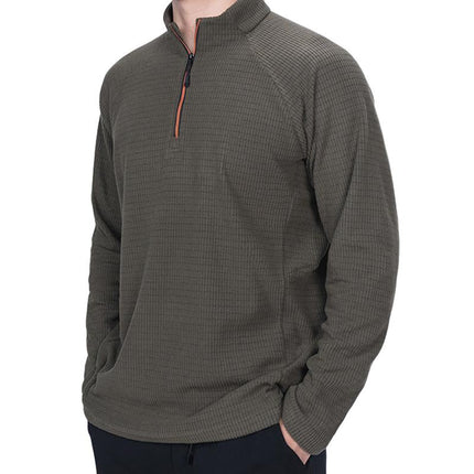 Men's Fleece Pullover Sweatshirt | Stand Collar with Half-Zip | Soft Warm Insulated Lining | Long Sleeves with Ribbed Cuffs | Durable Breathable Fabric | Casual Fashionable Design | Ideal for Layering