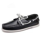 Men's Leather Moc-Toe Boat Shoes | 360° Lacing System | Rustproof Eyelets | Contrast Stitching | Flexible Outsole | Casual Cool Style | Timeless Appeal