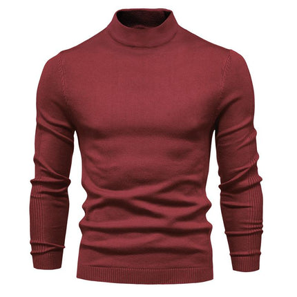 Men's Turtleneck Sweater | Solid Color Knit Pullover | Warm Casual Knitwear | Soft Comfortable Relaxed Fit | Fall Winter Essential | Versatile Ribbed Details