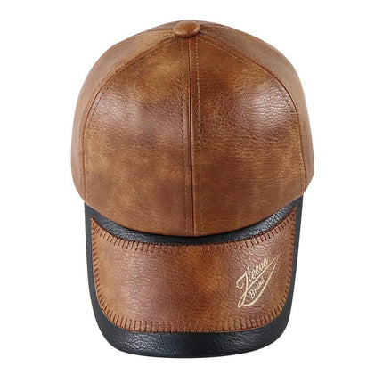 Men's Vintage Leather Baseball Cap | Plush Lined | Warm Winter Hat | Adjustable Fit | Classic Curved Brim | Stylish Cold Weather Accessory | Premium Quality | Casual Sporty Style