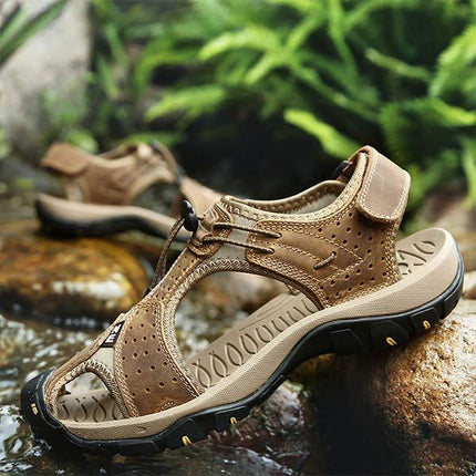 Men's Outdoor Beach Sandals | Durable Uppers | Non-Slip Outsole | Adjustable Heel Strap | Breathable Textile Lining | Toe Protection | Comfortable Everyday Wear | Summer Footwear