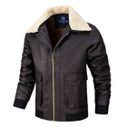 Men's Leather Jacket | Casual Plush Lapel Coat | Soft Leather Outerwear | Regular Fit | Hip-Length | Plush Collar Warmth | Solid Color Design | Versatile for Fall & Winter | Long Sleeves | Chic Rugged Look