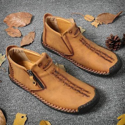Vintage Leather Men's Casual Boots | Flexible Rubber Sole | Lightweight & Comfortable | Work & Weekend Footwear
