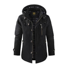 Men's Washed Cotton Hooded Coat | Warm Stand Collar | Mid-Length | Insulated Lining | Weather-Resistant | Rugged Casual Design | Multiple Pockets | Relaxed Fit | Adjustable Hood and Cuffs | Outdoor Ready | Machine Washable