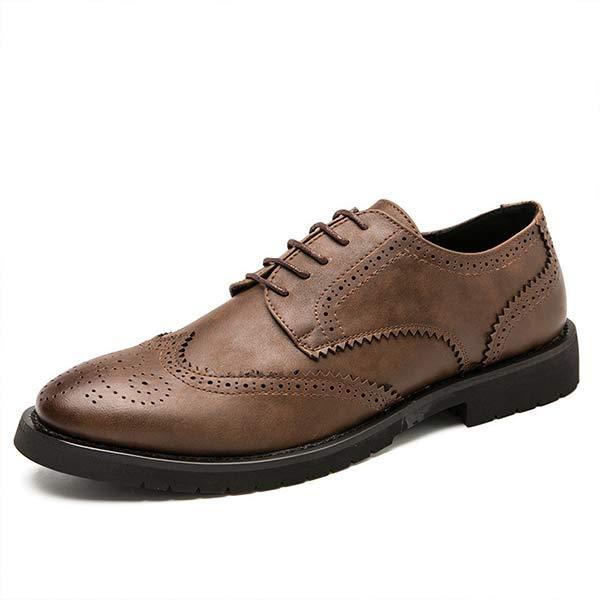 Men's Wingtip Oxford Shoes | Carved Leather Upper | Cushioned Footbed | Breathable Leather Lining | Durable Rubber Sole | Classic Modern Design