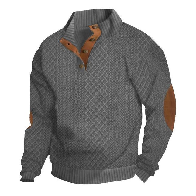 Men's Stand Collar Pullover | Long Sleeve Jacquard Knitted Sweatshirt | Outdoor | High-Quality Fabric | Breathable | Warm | Modern Style | Casual Wardrobe | Sizes Available | Machine Washable