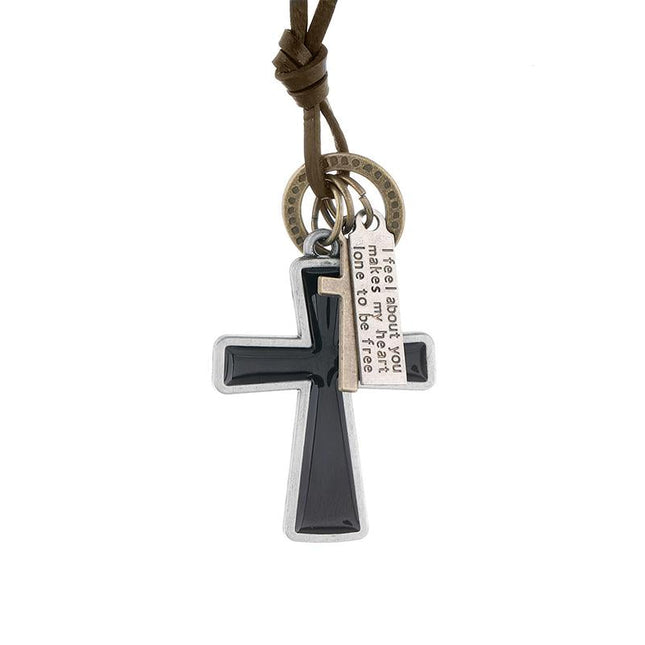 Vintage Style Necklace | Casual Letter Pendant | Cross Design | 96106748TO | Unisex Fashion Jewelry | Elegant Statement Accessory
