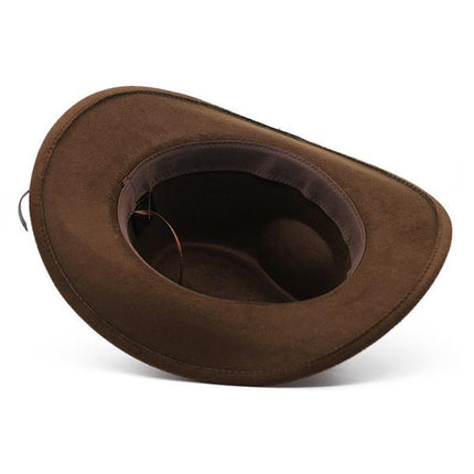 High Quality Suede Western Cowboy Hat | Crushable Outdoor Design | Vintage Faux Leather Hatband with Bull Head Pattern | Casual Style | Perfect for Travel, Hiking, Hunting, Riding | All Season Wear