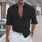 Men's Long Sleeve Casual Shirt | Solid Color | Lapel Collar | Cotton Blend | Comfortable Fit | Easy Care | Versatile Wardrobe Essential