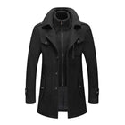 Men's Woolen Coat | Retro Double Collar | Classic Lapel | Long Sleeve | Fully Lined | Fall Winter Spring | Fashion Fake Two-Piece Design | Business Leisure | Windproof | Multiple Pockets