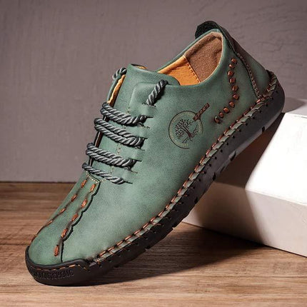 Men's Casual Vintage Leather Loafers | Hand Stitched | Flexible Rubber Sole | Medium Width Shoes