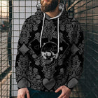Men's Casual Hoodie | Poker Print | Loose Fit | Cotton Blend | Long Sleeve | Adjustable Hood | Comfortable Street Style | Bold Design | Relaxed Fit | Breathable Fabric