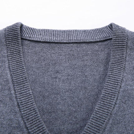 Men's Knitted Cardigan Vest | Casual Solid Color | Sleeveless V-Neck | Button-Up Design | Versatile Layering | High-Quality Fabric | Comfortable & Durable | Machine Washable | Elegant Outerwear