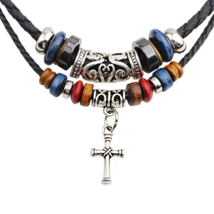 Retro Casual Ethnic Style | Cross Pendant Necklace | Vintage Boho Jewelry | Unique Statement Accessory | Unisex Fashion | Adjustable Chain