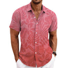 Men's Hawaiian Shirt | Tropical Print | Short Sleeve | Camp Collar | Lightweight Polyester | Relaxed Fit | Beach Vacation Casual | Bold Floral | Palm Print | Vibrant Colors | Button-Front Closure