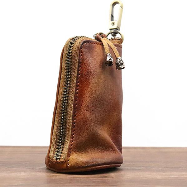 Vintage Cowhide Leather Waist Bag | Key Holder Purse | Unisex Belt Pouch | Genuine Leather Hip Bag | Stylish Fanny Pack | Versatile Travel Wallet | Brown Leather Waist Pack