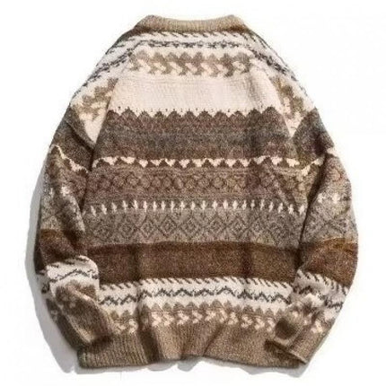 Men's Sweater | Fair Isle Jacquard Pattern | Round Neck | Long Sleeve | Soft Knit Fabric | Casual Winter Wear | Comfort & Style | Regular Fit | Warm Outerwear | Fashionable & Cozy