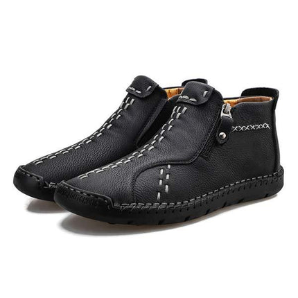 Men's Vintage Leather Boots | Casual Footwear | Comfortable Rubber Sole | Lightweight Design | High-Quality Fit