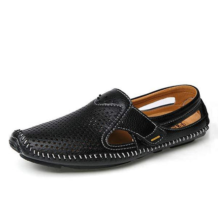 Men's Casual Cutout Loafers | Perforated Leather Upper | Easy Slip-On | Flexible Outsole | Spring Fashion
